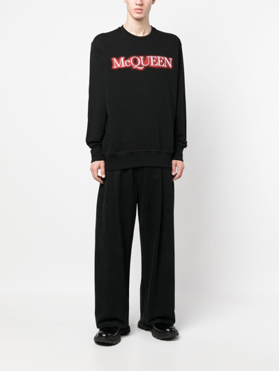 Alexander Mcqueen Spray Effect Logo Sweatshirt In Black