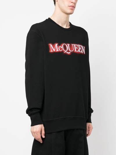Alexander Mcqueen Spray Effect Logo Sweatshirt In Black