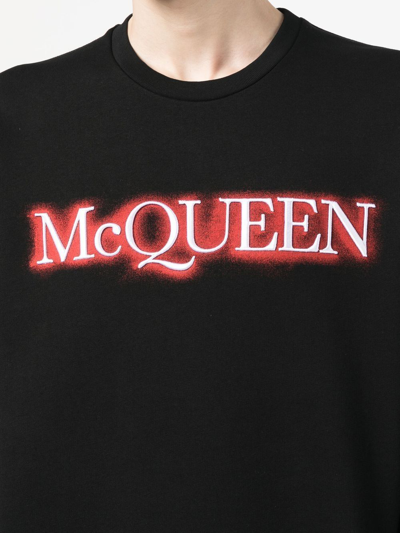 Alexander Mcqueen Spray Effect Logo Sweatshirt In Black