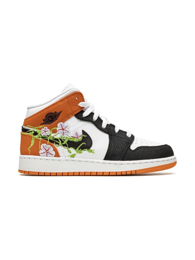 Jordan Air  1 Mid Leather Sneakers In Black