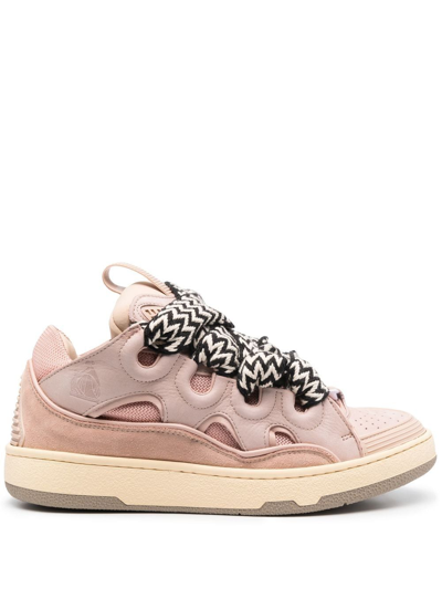 Shop Lanvin Leather Curb Sneakers In Pink