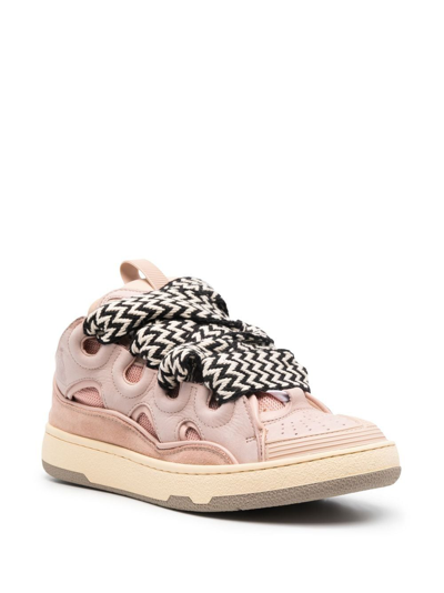 Shop Lanvin Leather Curb Sneakers In Pink