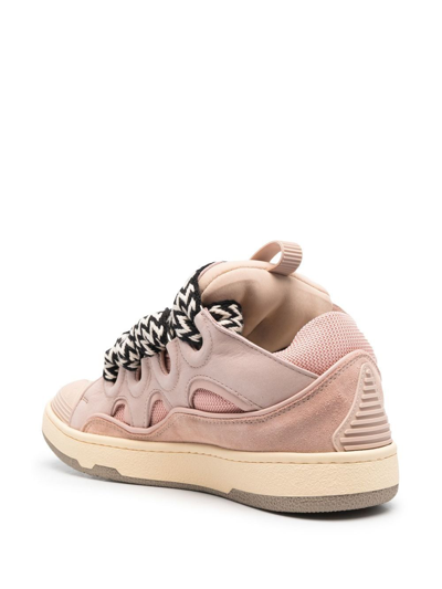 Shop Lanvin Leather Curb Sneakers In Pink