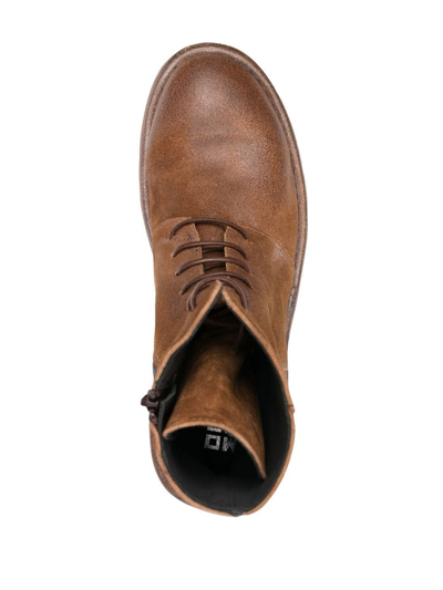 Moma Polacco Worn-effect Leather Boots In Brown