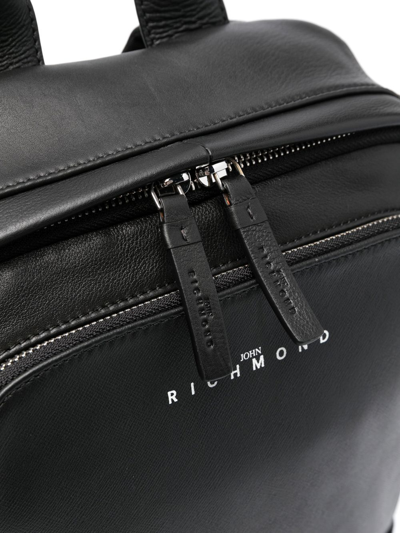 Shop John Richmond Logo-print Leather Backpack In Black