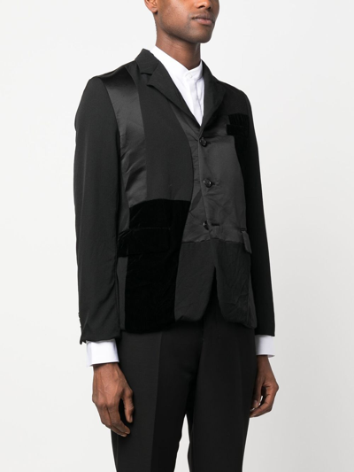 Shop Black Comme Des Garçons Patchwork Single-breasted Blazer In Black
