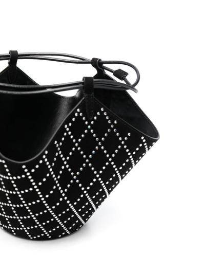 Shop Khaite Mini Lotus Crystal-embellished Tote Bag In Black