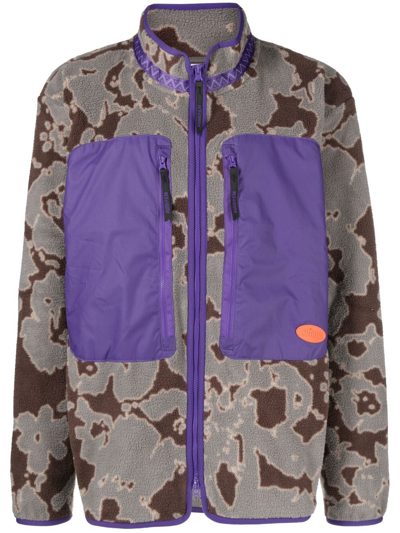 Puma Camouflage-print Panelled Fleece Jacket In Purple | ModeSens