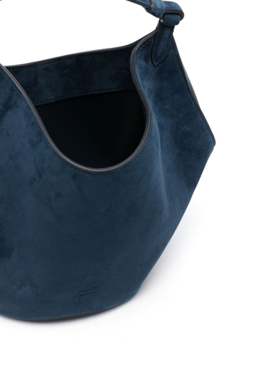 Shop Khaite Mini Lotus Suede Tote Bag In Blue