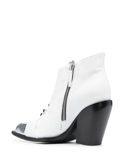 Shop Hardot Studded Leather Ankle Boots In White