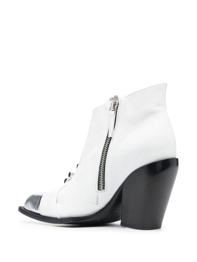 Hardot Studded Leather Ankle Boots In White