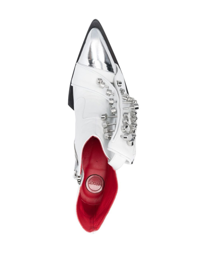 Hardot Studded Leather Ankle Boots In White
