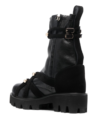 Shop Hardot Chunky Calf Leather Boots In Black