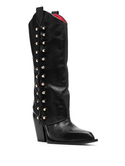 Shop Hardot Pointed-toe Western Boots In Black