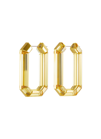 Shop Swarovski ‘lucent' Crystal Rectangular Hoop Earrings In Yellow