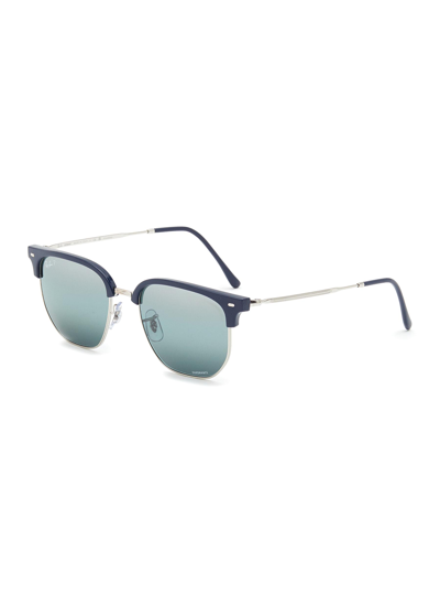 Shop Ray Ban New Clubmaster Metal Temple Injected Polarized Blue Mirror Lens