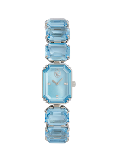 Shop Swarovski ‘millenia' Octagon Cut Crystal Bracelet Watch In Blue