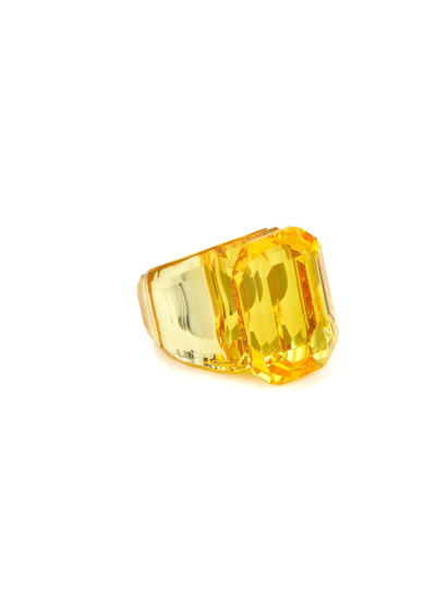 Shop Swarovski ‘lucent' Octagon Cut Crystal Cocktail Ring - Size 58 In Yellow