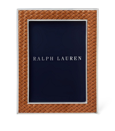 Shop Ralph Lauren Leather Brockton Frame (6.5" X 8.5") In Brown