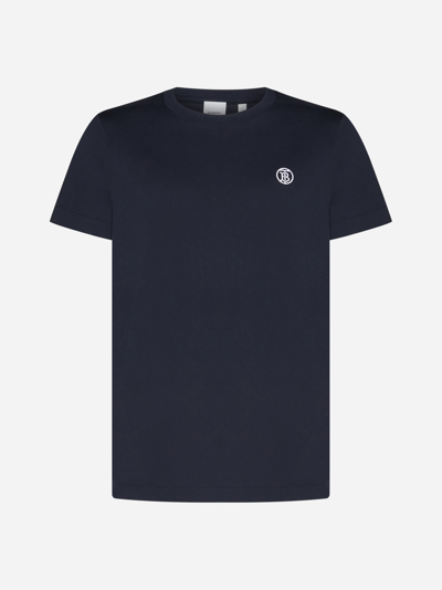 Shop Burberry Tb Logo Cotton T-shirt In Blue