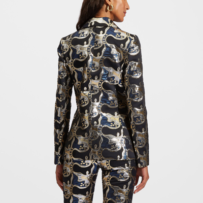 La Doublej 247 Metallic Blazer In Spritz Blu