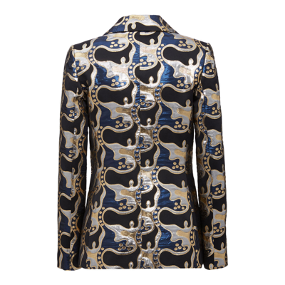 La Doublej 247 Metallic Blazer In Spritz Blu