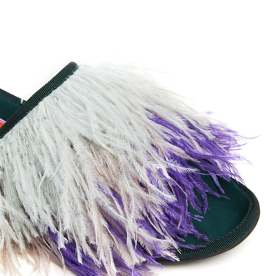 Shop La Doublej Feather Slippers In T.unita Verde