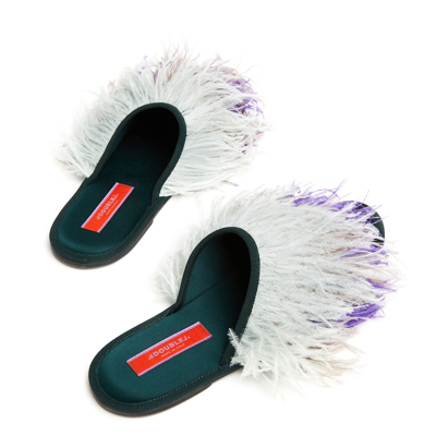 Shop La Doublej Feather Slippers In T.unita Verde