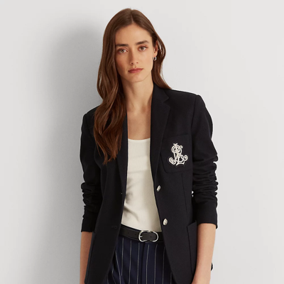 Shop Lauren Ralph Lauren Bullion Jacquard Blazer In Lauren Navy