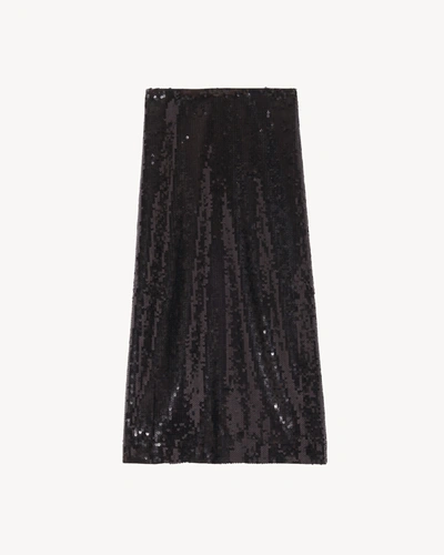 Shop Nili Lotan Bonne Sequin Skirt In Black