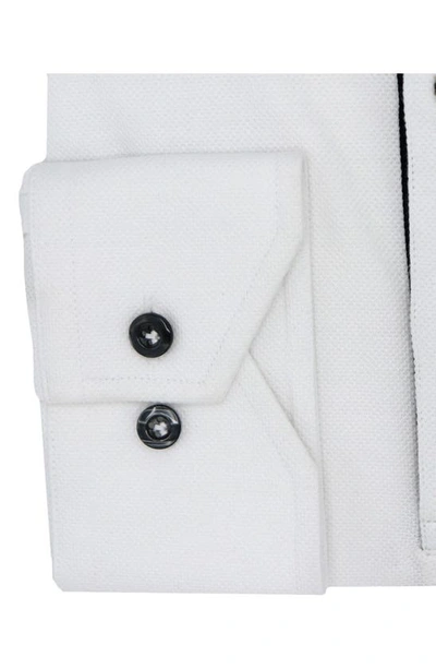Shop Lorenzo Uomo Trim Fit Long Sleeve Polo Shirt In White
