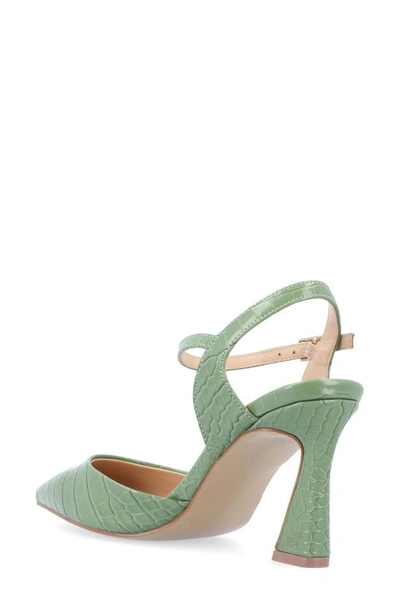 Journee Collection Womens Nixey Croco Texture Buckle Pointed Toe Pumps In Green