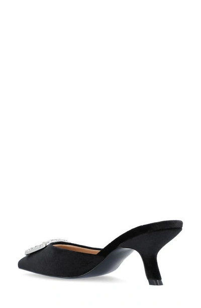 Journee Collection Women's Rishie Ornamented Kitten Heel Velvet Slip On Pumps In Black