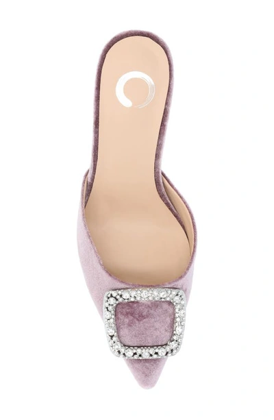 Journee Collection Women's Rishie Ornamented Kitten Heel Velvet Slip On Pumps In Lilac