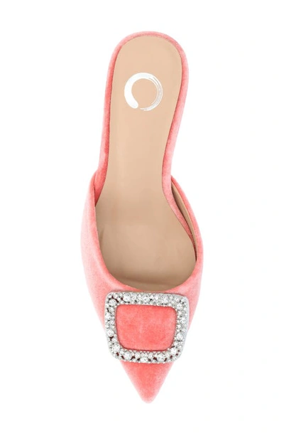 Journee Collection Women's Rishie Ornamented Kitten Heel Velvet Slip On Pumps In Pink