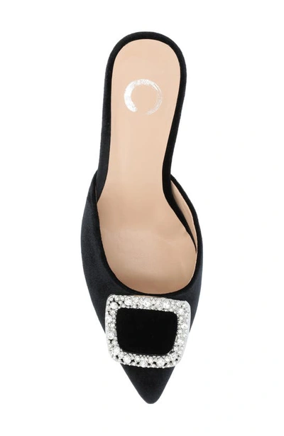 Journee Collection Women's Rishie Ornamented Kitten Heel Velvet Slip On Pumps In Black