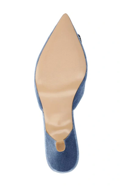 Journee Collection Women's Rishie Ornamented Kitten Heel Velvet Slip On Pumps In Blue