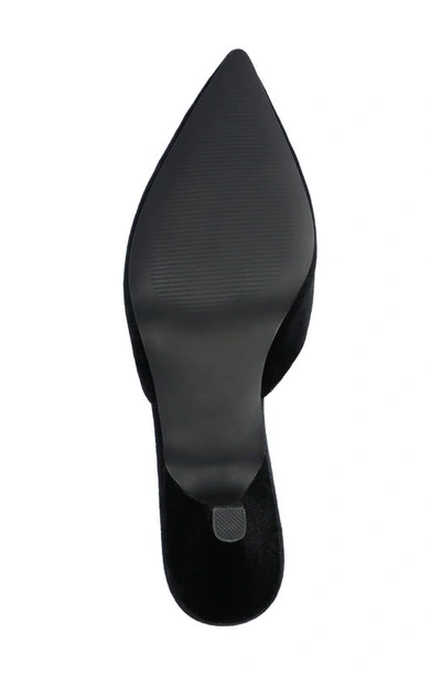 Journee Collection Women's Rishie Ornamented Kitten Heel Velvet Slip On Pumps In Black