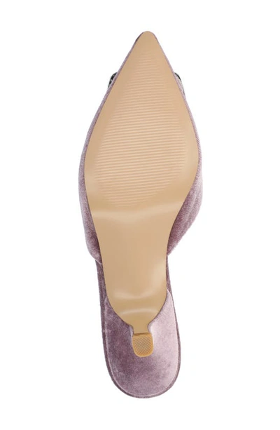 Journee Collection Women's Rishie Ornamented Kitten Heel Velvet Slip On Pumps In Lilac
