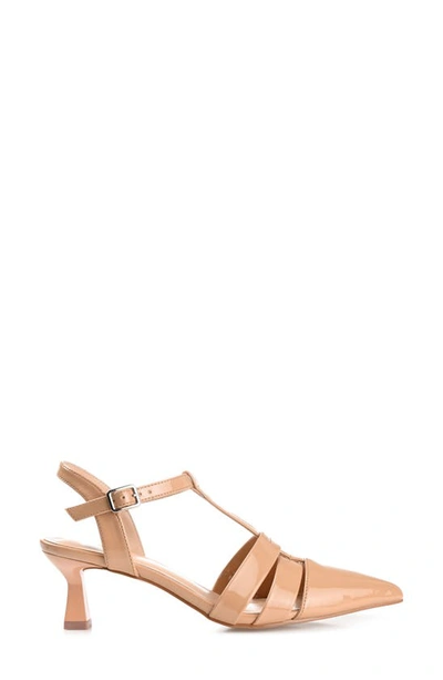 Journee Collection Women's Jazlynn T Strap Kitten Heel Dress Pumps In Tan