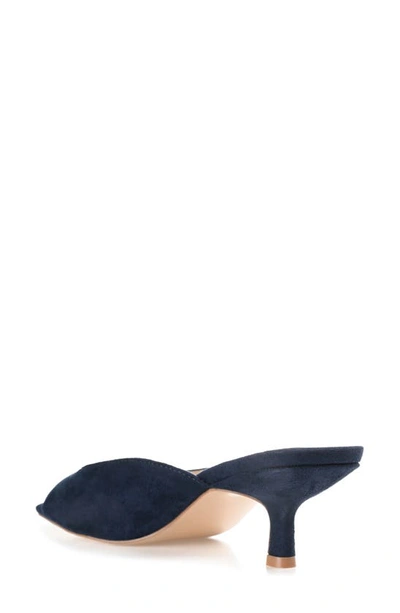 Journee Collection Womens Medium And Wide Width Larna Slip On Kitten Heel Open Toe Pumps In Navy