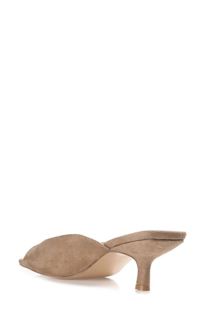 Journee Collection Womens Medium And Wide Width Larna Slip On Kitten Heel Open Toe Pumps In Taupe