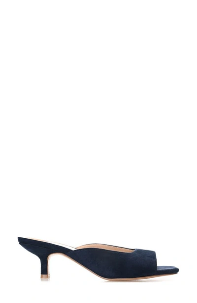 Journee Collection Womens Medium And Wide Width Larna Slip On Kitten Heel Open Toe Pumps In Navy