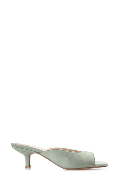 Journee Collection Womens Medium And Wide Width Larna Slip On Kitten Heel Open Toe Pumps In Sage