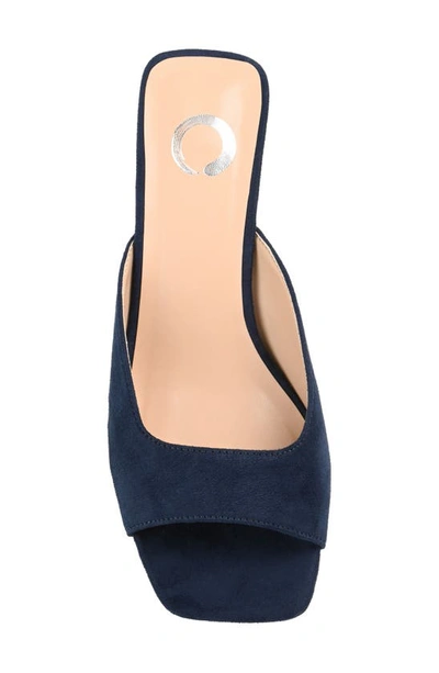 Journee Collection Womens Medium And Wide Width Larna Slip On Kitten Heel Open Toe Pumps In Navy