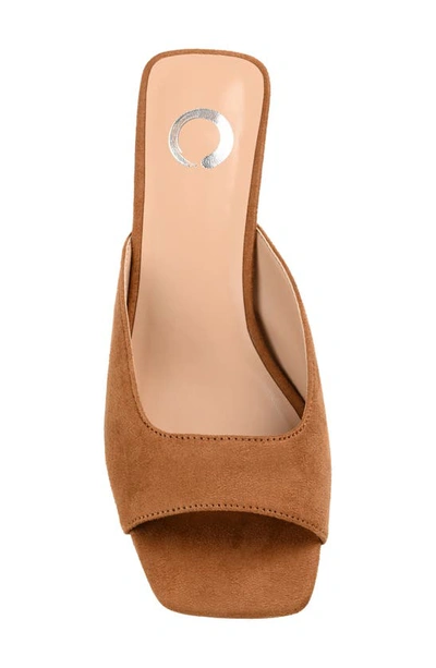 Journee Collection Womens Medium And Wide Width Larna Slip On Kitten Heel Open Toe Pumps In Tan