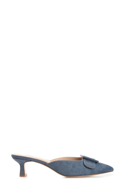 Journee Collection Womens Vianna Kitten Heel Mules Pointed Toe Pumps In Blue