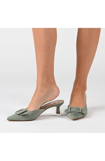 Journee Collection Womens Vianna Kitten Heel Mules Pointed Toe Pumps In Sage