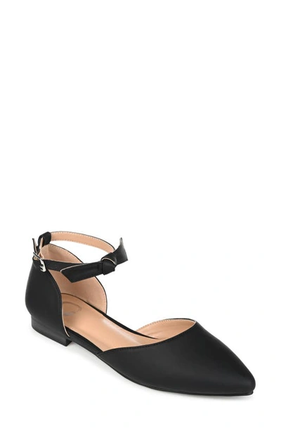 Journee Collection Womens Vielo Ballet Almond Toe Buckle Flats In Black