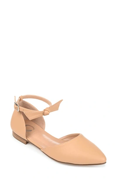 Journee Collection Womens Vielo Ballet Almond Toe Buckle Flats In Tan